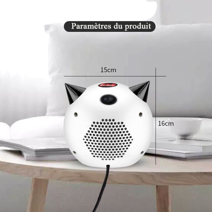 Calefactor portátil Ecent de 400 W con ventilador - Calefactor auxiliar negro, se calienta en 2 segundos con termostato.