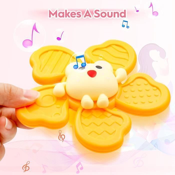 3pcs Jouets à Ventouse bébé, Jouet Bébé 1 an, Spinner, jouet de Bain, Jouets sensoriels, Cadeau pour Les Tout-Petits de 1 rose YYV