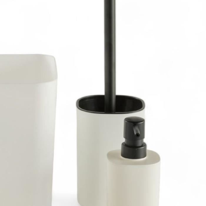 Juego de accesorios de baño de 5 piezas - TODAY - UTILITY - Dispensador de jabón, portacepillos de dientes, jabonera, escobilla de baño, papelera - Blanco