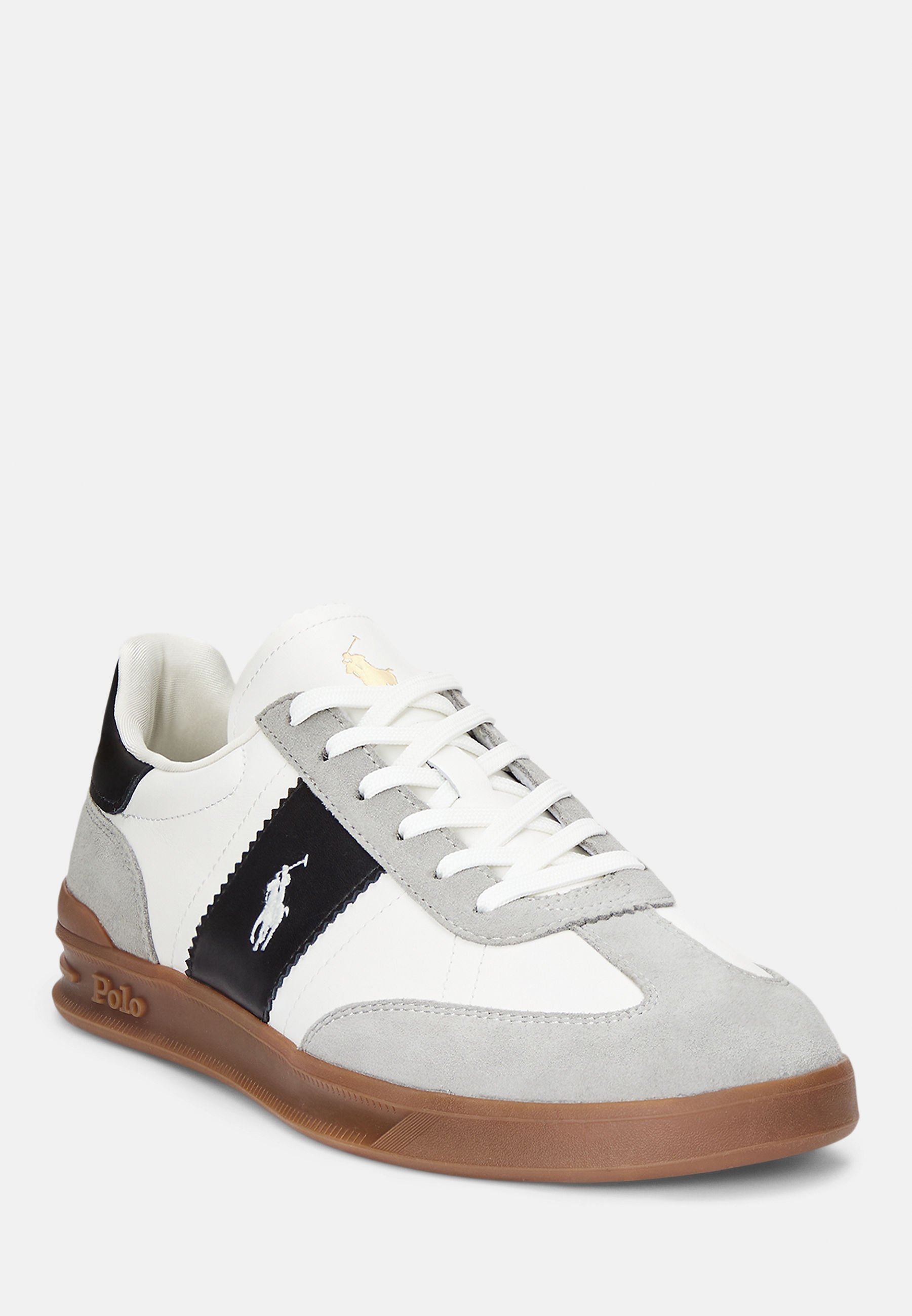 Polo Ralph Lauren HERITAGE AERA SNEAKERS IN PELLE E CAMOSCIO UNISEX - Sneakers - bianco/nero/grigio chiaro