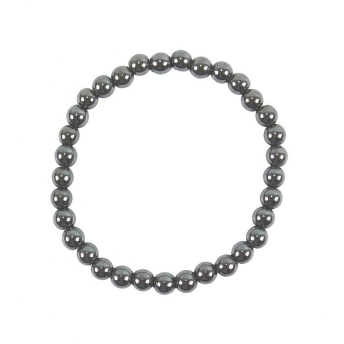 Pulsera de hematita para mujer - Cuentas negras de 6 mm - Equilibrio de chakras