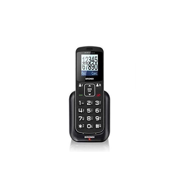 Teléfono móvil Brondi Amico Home GSM para personas mayores con botones grandes, botón SOS y función de control remoto, doble SIM.