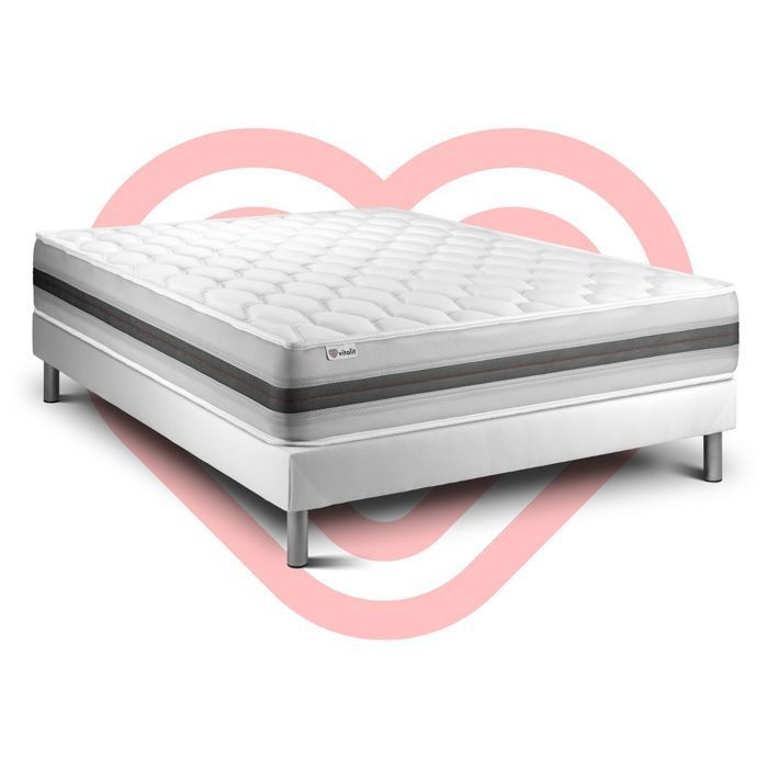 Mattress and bed base set 140x200 cm - Vitalspring Recover White