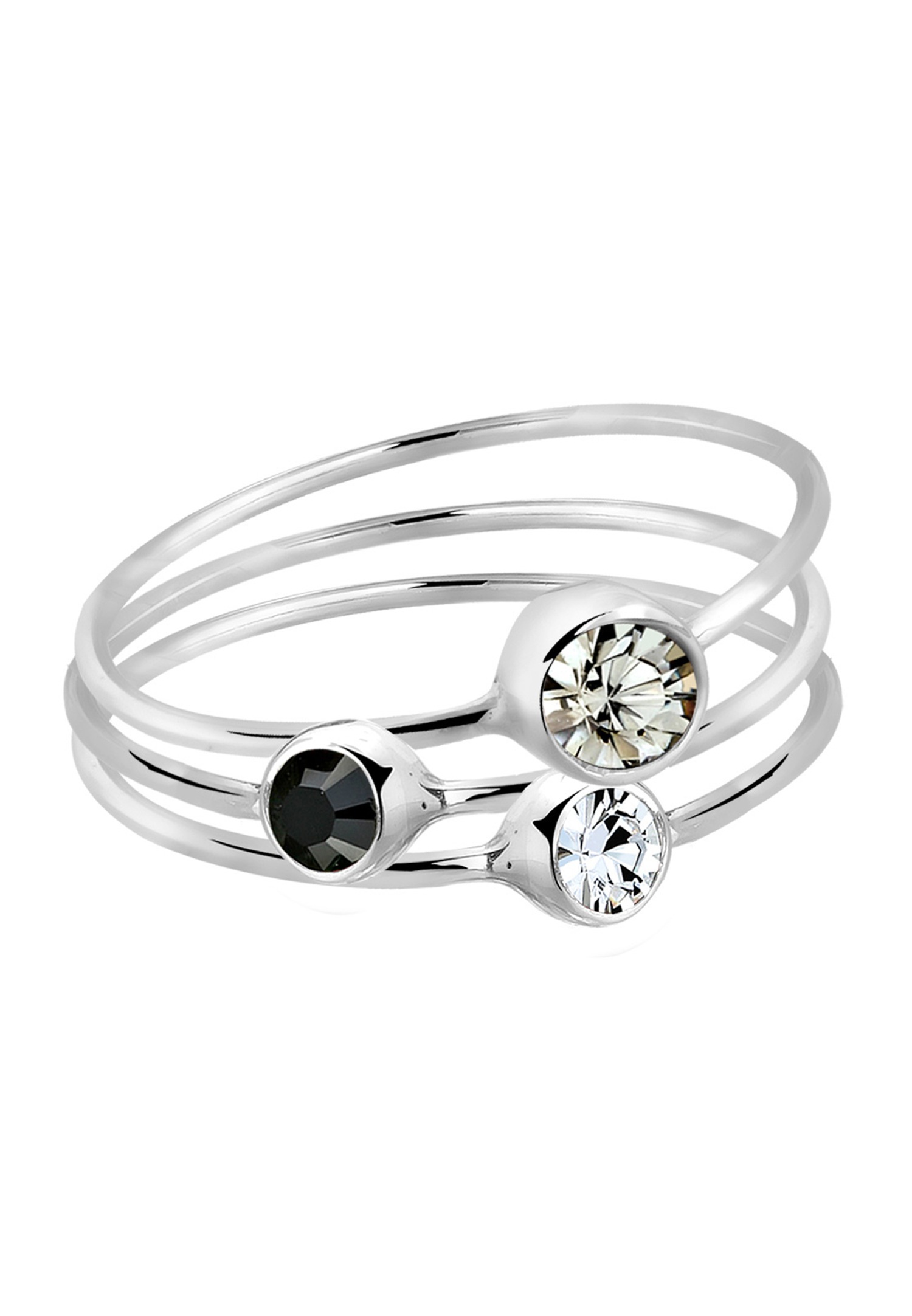 Elli Femmes Empilement Set de 3 Élégant avec Cristaux en Argent Sterling 925