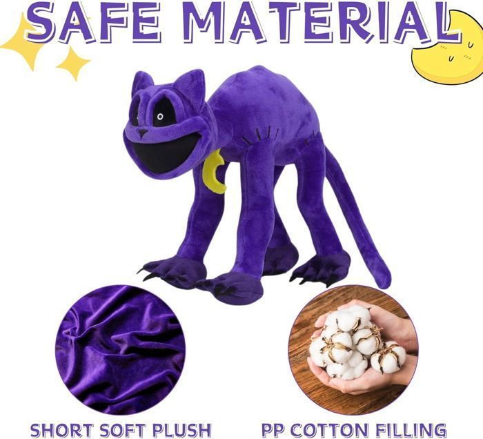 Brinquedo de Pelúcia Animal Horripilante Sorridente, Almofada de Pelúcia Divertida, Boneco Macio para Crianças (CatNap, 30 cm)1