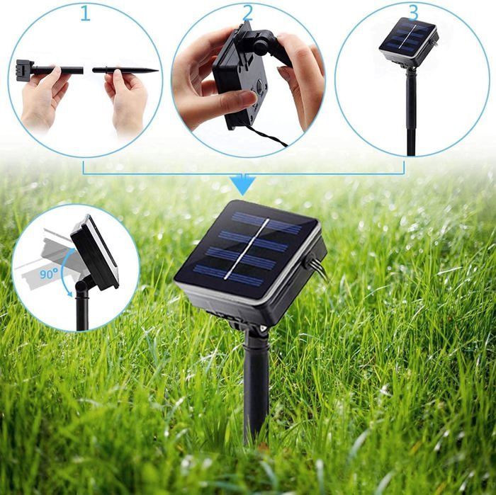 Guirnalda de luces solares para exteriores, 6,4 metros, 30 LED, luces navideñas, luz blanca cálida