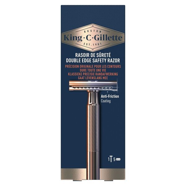 Sistem za britje King C. Gillette Double Edge Safety Razor<br>Vključuje 5 rezil