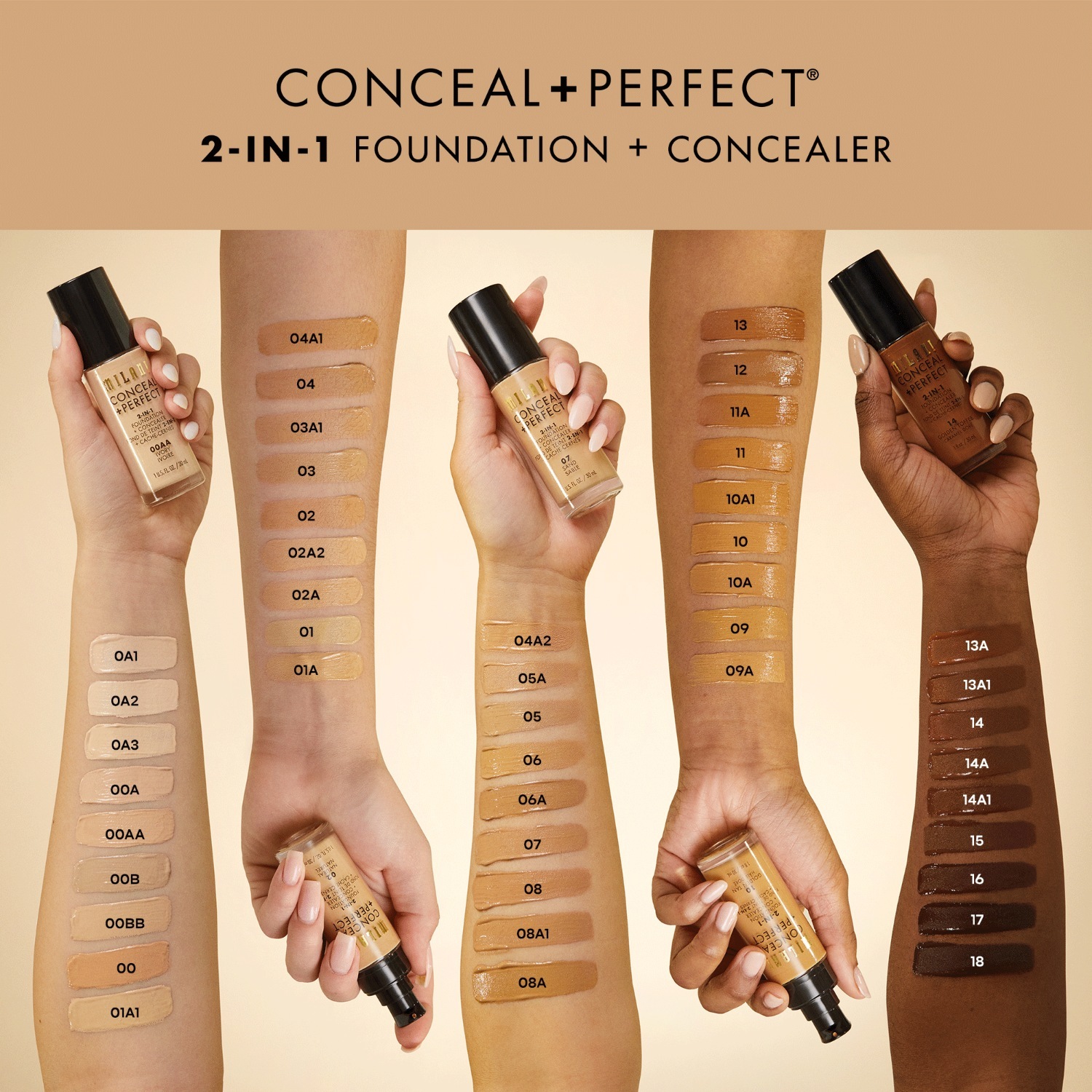 Milani Foundation 2-in-1 korektors + - 30 ml
