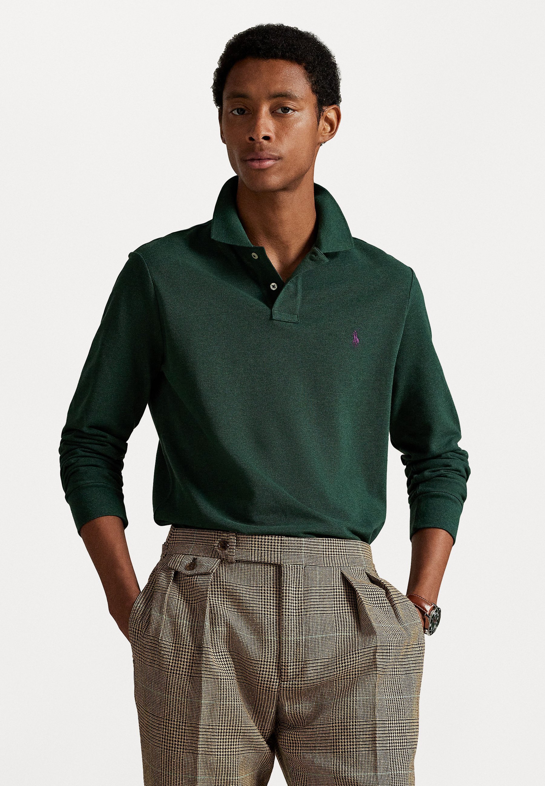 Polo Ralph Lauren CUSTOM SLIM FIT MESH POLOSHIRT - Poloshirt - Scotch Pine Heather