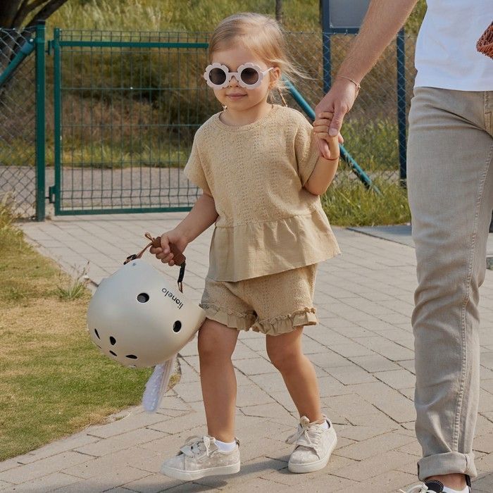 Casque vélo enfant LIONELO - 50-56 cm - Possibilité de décoration - Matériaux absorbant les chocs - Intertek - Beige