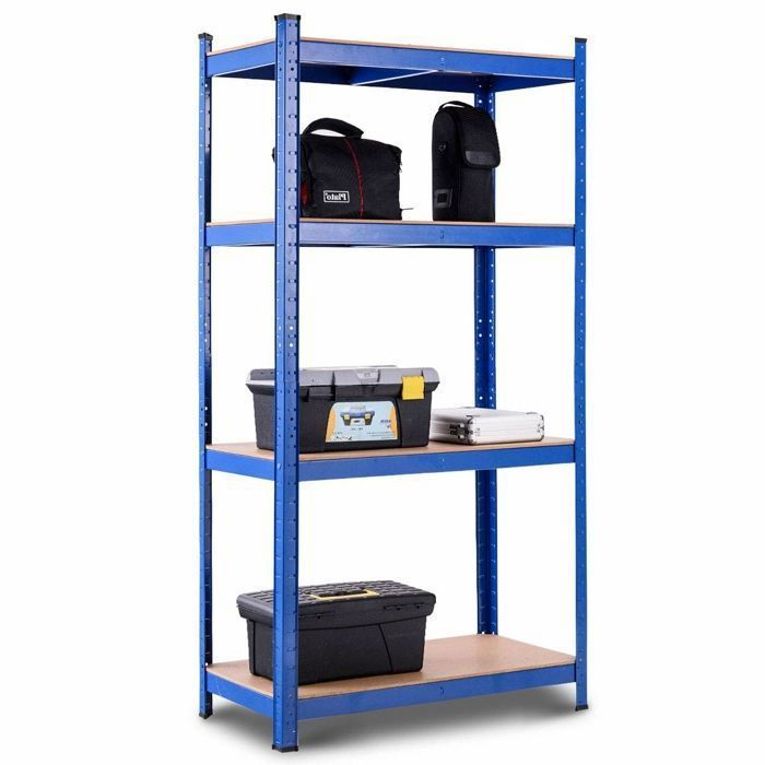 Mueble de almacenamiento multiusos COSTWAY, 4 estantes ajustables, capacidad de carga de 130 kg por nivel, para garaje, taller, cocina, almacén, azul.