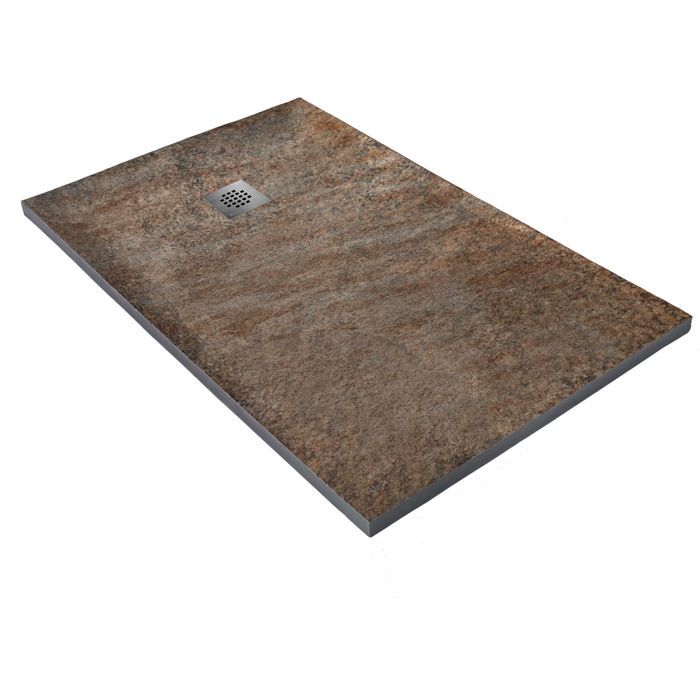 Plato de ducha - U-TILE - 150 x 100 cm. Efecto piedra natural de alta densidad 902 con desagüe descentrado.