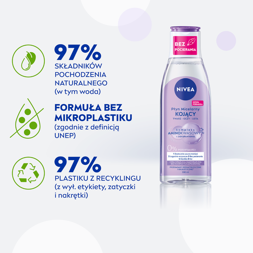 Nivea Micelární voda na obličej, oči a rty pro citlivou a přecitlivělou pleť 200ml MicellAir Skin Breathe