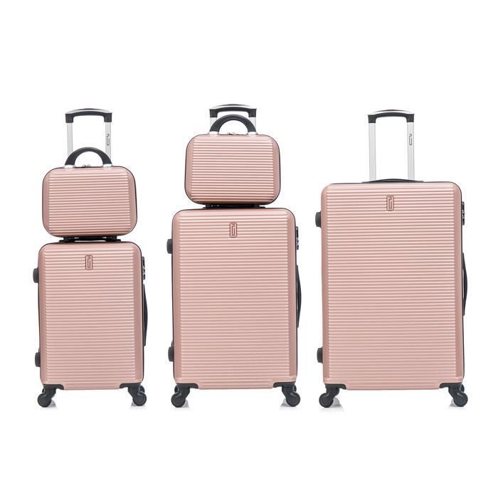 Set di valigie CELIMS da 6 pezzi - ABS - Oro rosa - 4 ruote girevoli a 360°