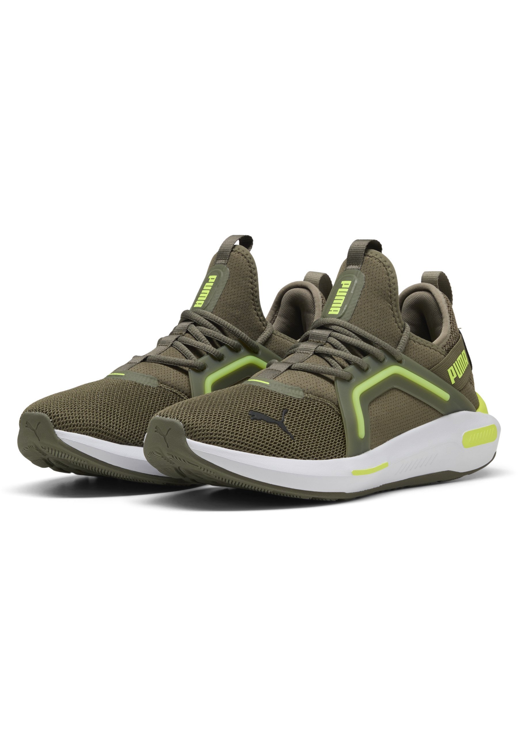 Puma SOFTRIDE ENZO - Chaussure d'entraînement - Vert loden jaune alerte