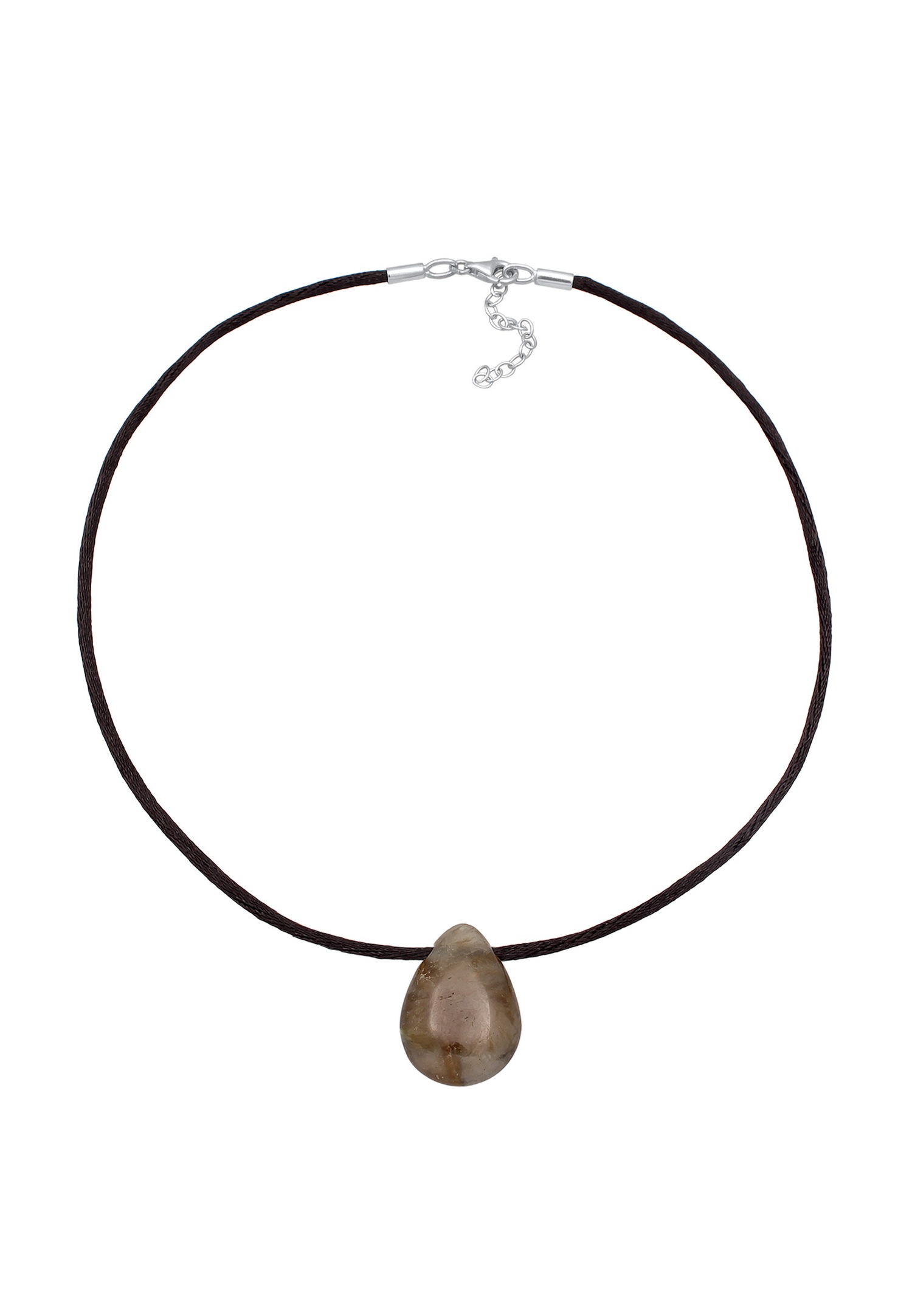 Elli PREMIUM Femmes Choker goutte pendentif en satin avec labradorite en argent sterling 925