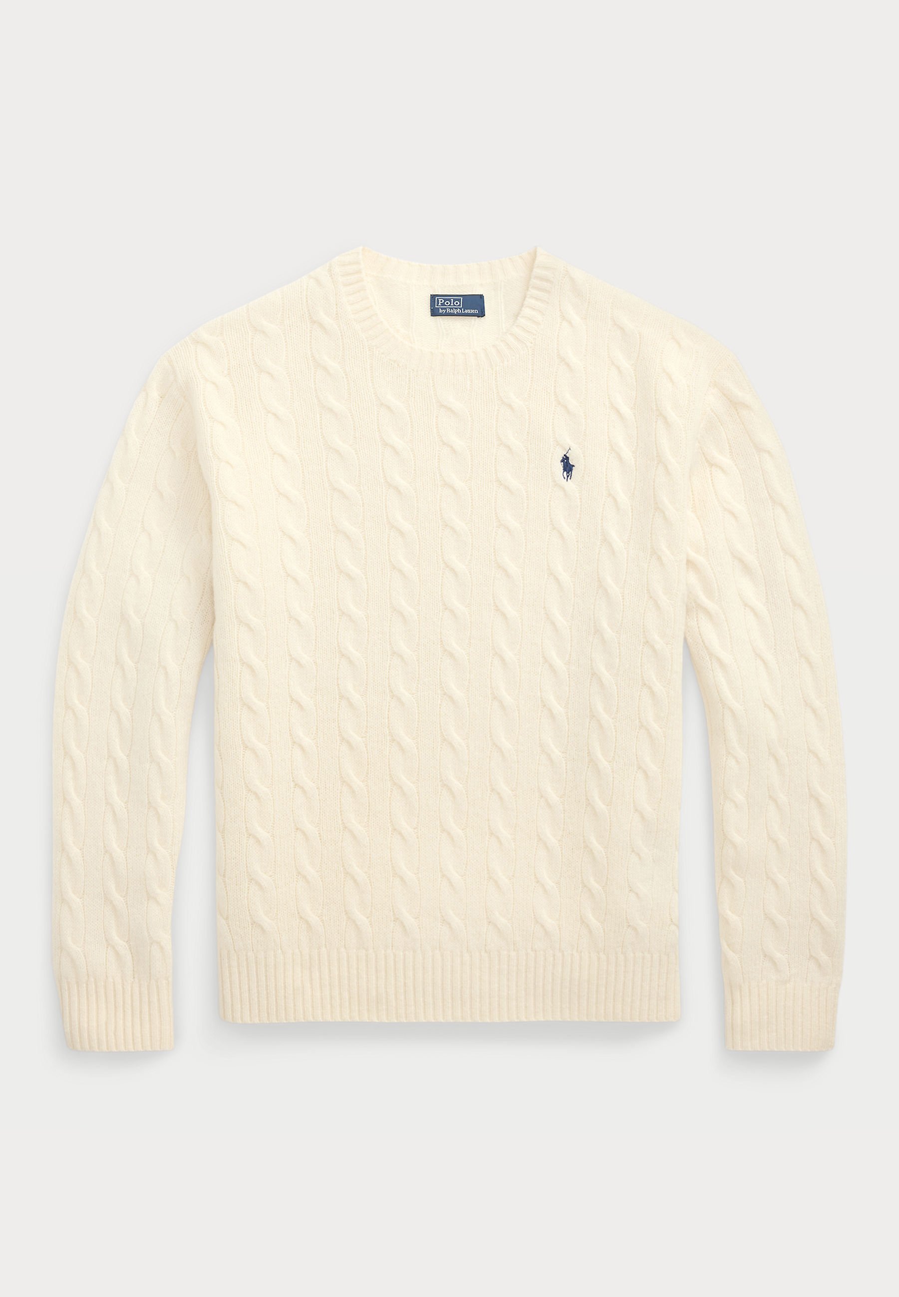 Polo Ralph Lauren Maglione girocollo in cashmere e lana a trecce - Maglione - crema autentica