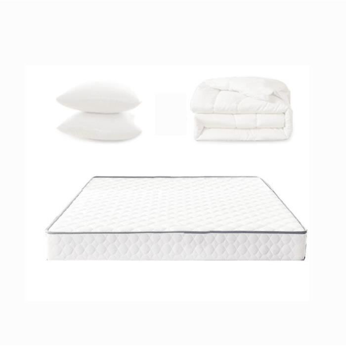 Set materasso + base letto - IZTOSS - 140x190 cm - Alta resilienza - Molle insacchettate