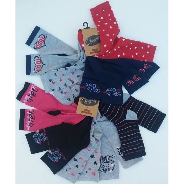 Calcetines para niña - CHEVIGNON - Cómodos - Paquete de 10 pares - Multicolor - Blanco