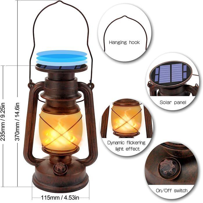 Faroles solares LED para exteriores con efecto de llama para jardín, caminos y paisajes (paquete de 2)