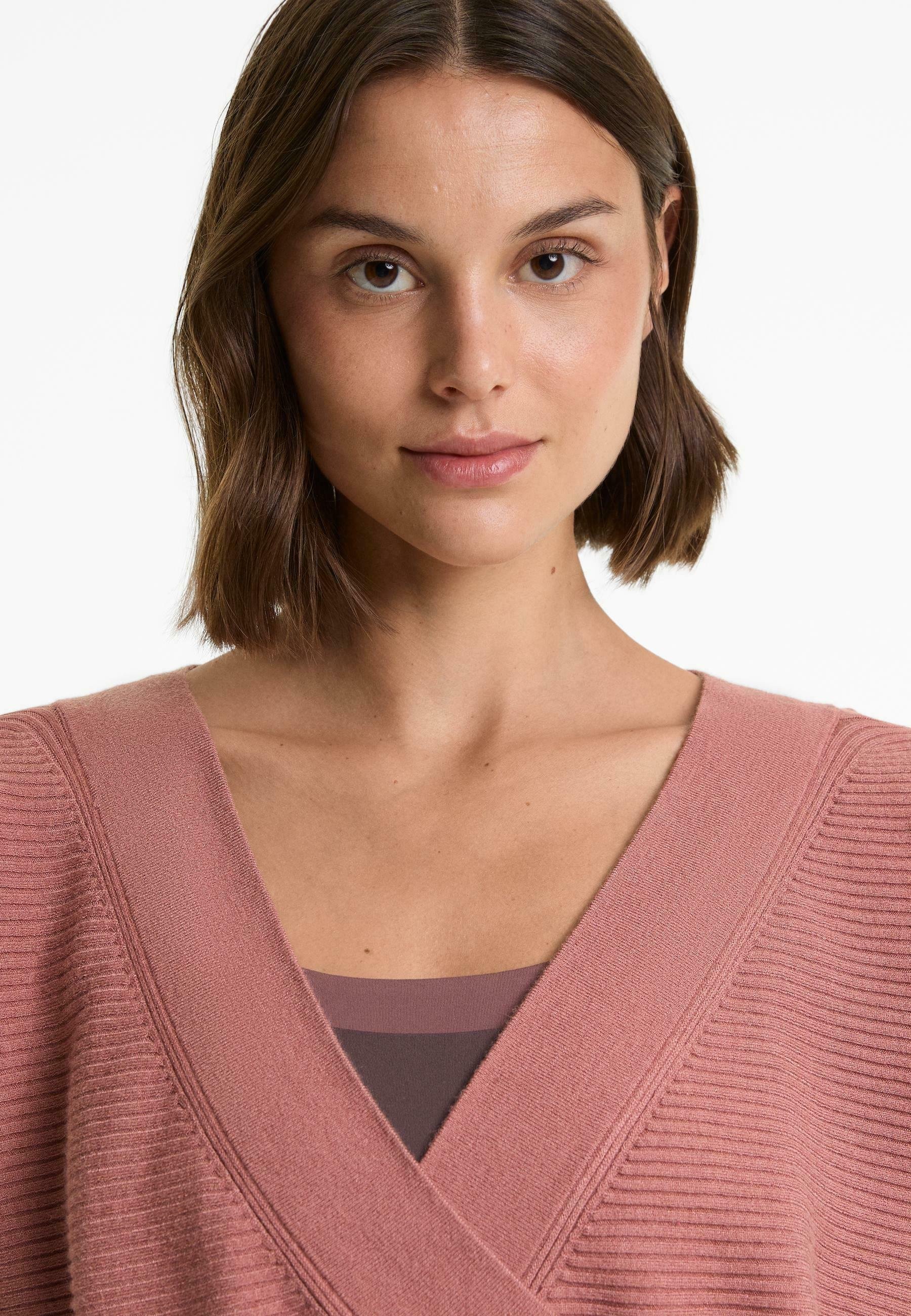 Pull OYSHO CROSSOVER RIB KNIT - rose chiné