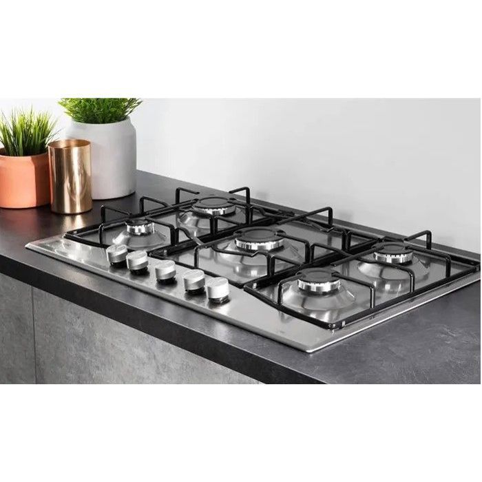 HOTPOINT PNN 751 IX Plaque de cuisson gaz - 5 foyers - 10,5kW - L75 x P51cm - Revêtement inox - Inox
