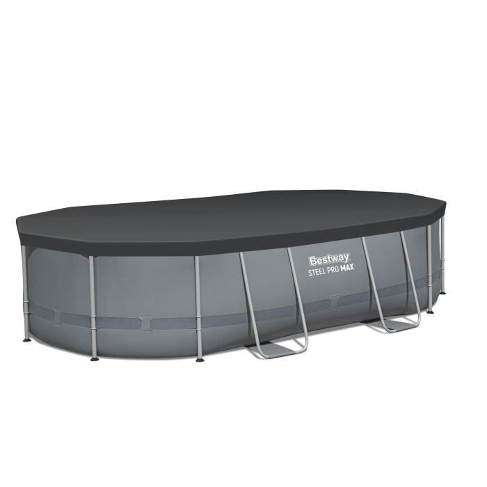 Kit Piscine hors sol tubulaire BESTWAY - Steel Pro Max™ - 488 x 305 x 107 cm - Ovale (Filtre à cartouche, échelle)