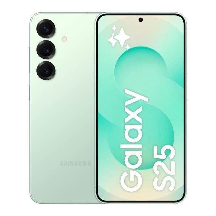 Smartphone SAMSUNG Galaxy S25 AI de 128 GB, color verde agua.
