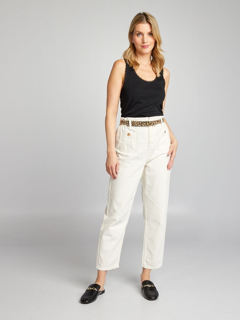 Tanktop met geborduurde details - zwart