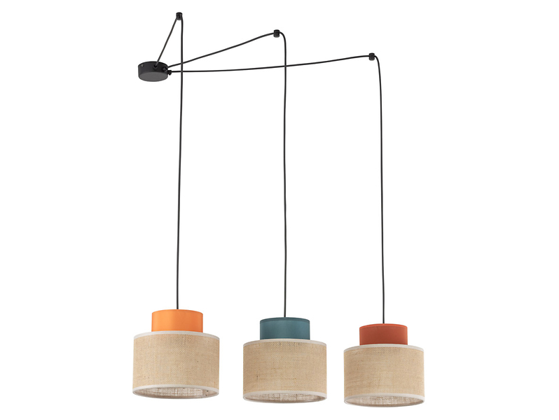 Lampa wisząca Duo Juta 3-punktowa 210 cm tkaninowa mix kolorów