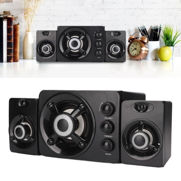 Sistema de altavoces 2.1 - TBEST - Subwoofer estéreo USB - Iluminación LED RGB - 8W - Con cable