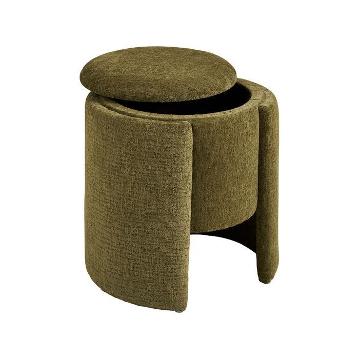 Joe - pouf avec rangement en velours texturé - Vert