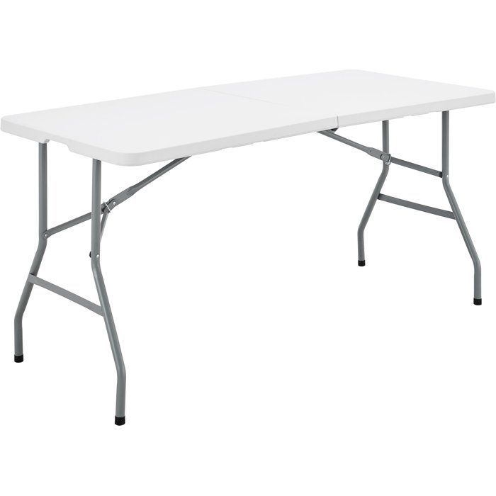 Table de réception pliante - TERRANOVA - Blanche - Structure acier et Plateau en Polyéthylène PEHD - 6 personnes - 152x70xH73,5 cm