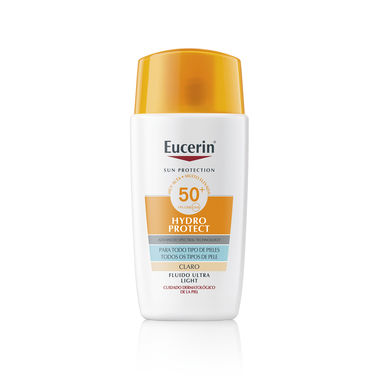 Eucerin Hydro Protect Fluid Ultra Light SPF50 återfuktande solskyddsmedel, ljus nyans, 50 ml