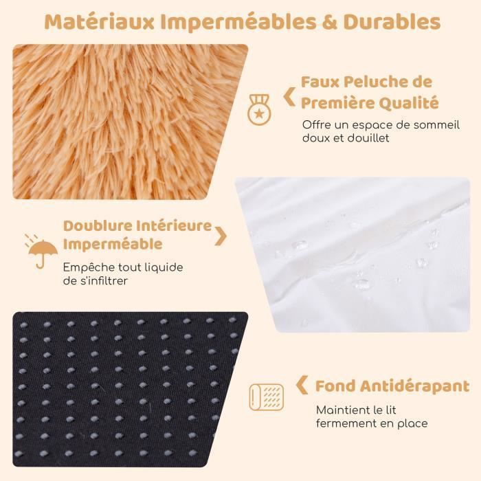 Cama gigante COSTWAY para humanos o perros, suave y lavable, de piel sintética, almohada inflable, cojín ortopédico, color marrón.