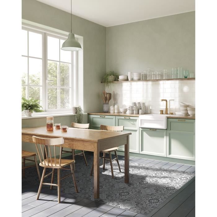 Tapis Vinyle Panorama Carreaux Ciments Grenade Gris 40x80 cm - Tapis pour Cuisine, Bureau et Salon en PVC