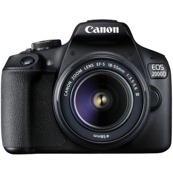 CANON - EOS 2000D -järjestelmäkamera + 18-55 mm:n EF-S 18-55 DC III -objektiivi - 24 megapikseliä - Full HD 1080p -video - 7,5 cm:n näyttö