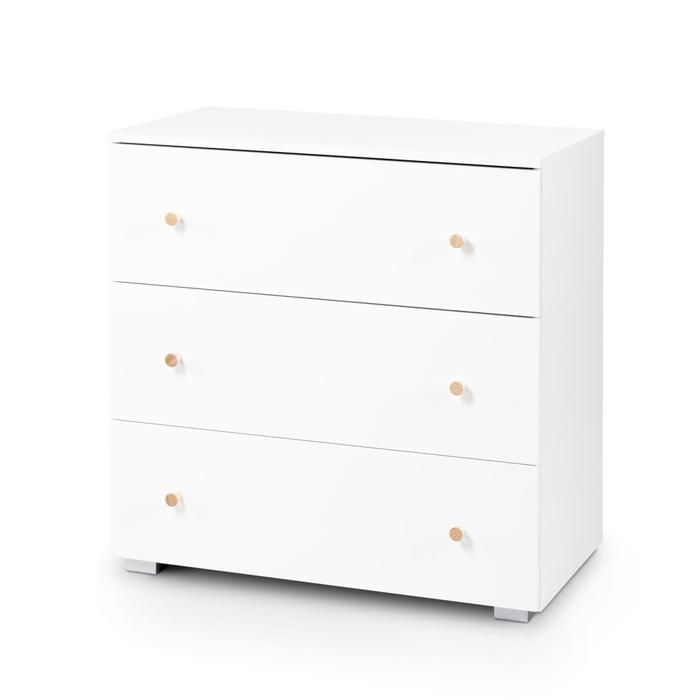 Cassettiera in legno a tre cassetti con fasciatoio - Bianca - L 80 x P 81 x H 48 cm - Collezione Karolina