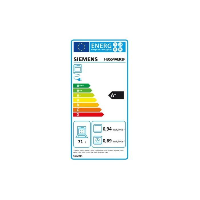 Forno embutido - SIEMENS - HB554AER3F - 71L - EcoClean - 3D Hot Air Plus