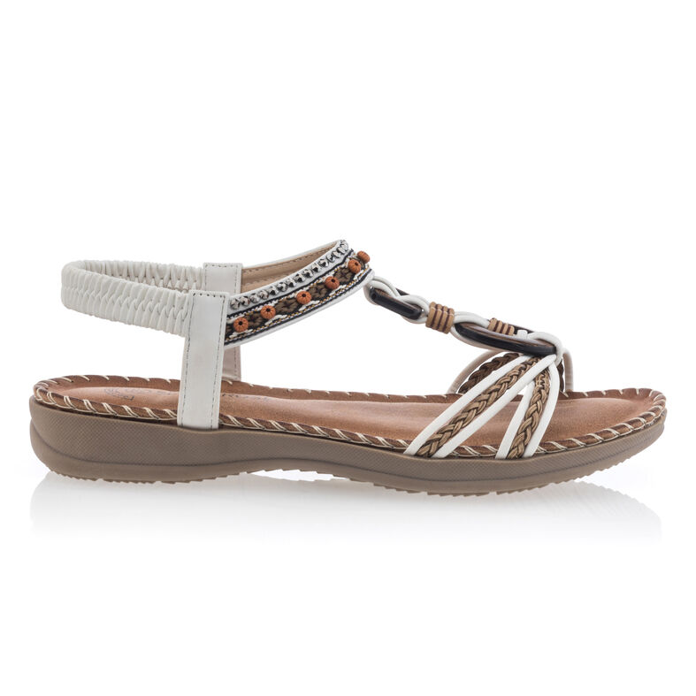 Weiße Damensandalen / Zehenfreie Schuhe