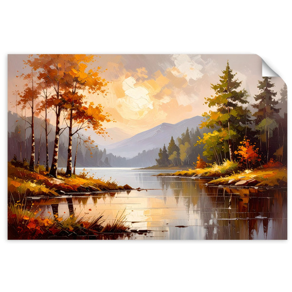 Naklejka samoprzylepna do salonu Feeby Rzeka Drzewa Krajobraz górski 30x20