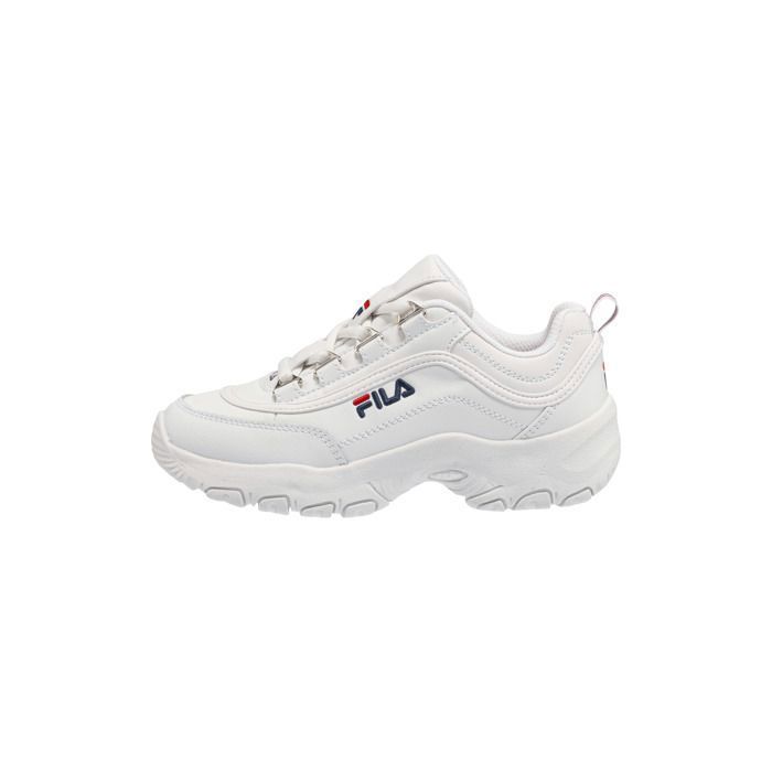 FILA Strada Low — Zapatillas blancas sintéticas con cordones y 2 cremalleras para niña