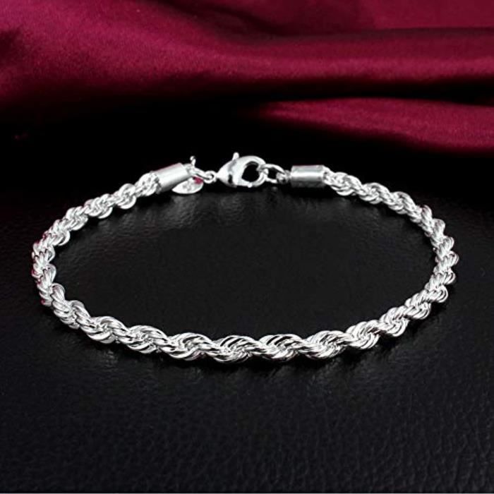 Bracciale GONIZ in argento da donna - design geometrico a serpente intrecciato - argento sterling 925