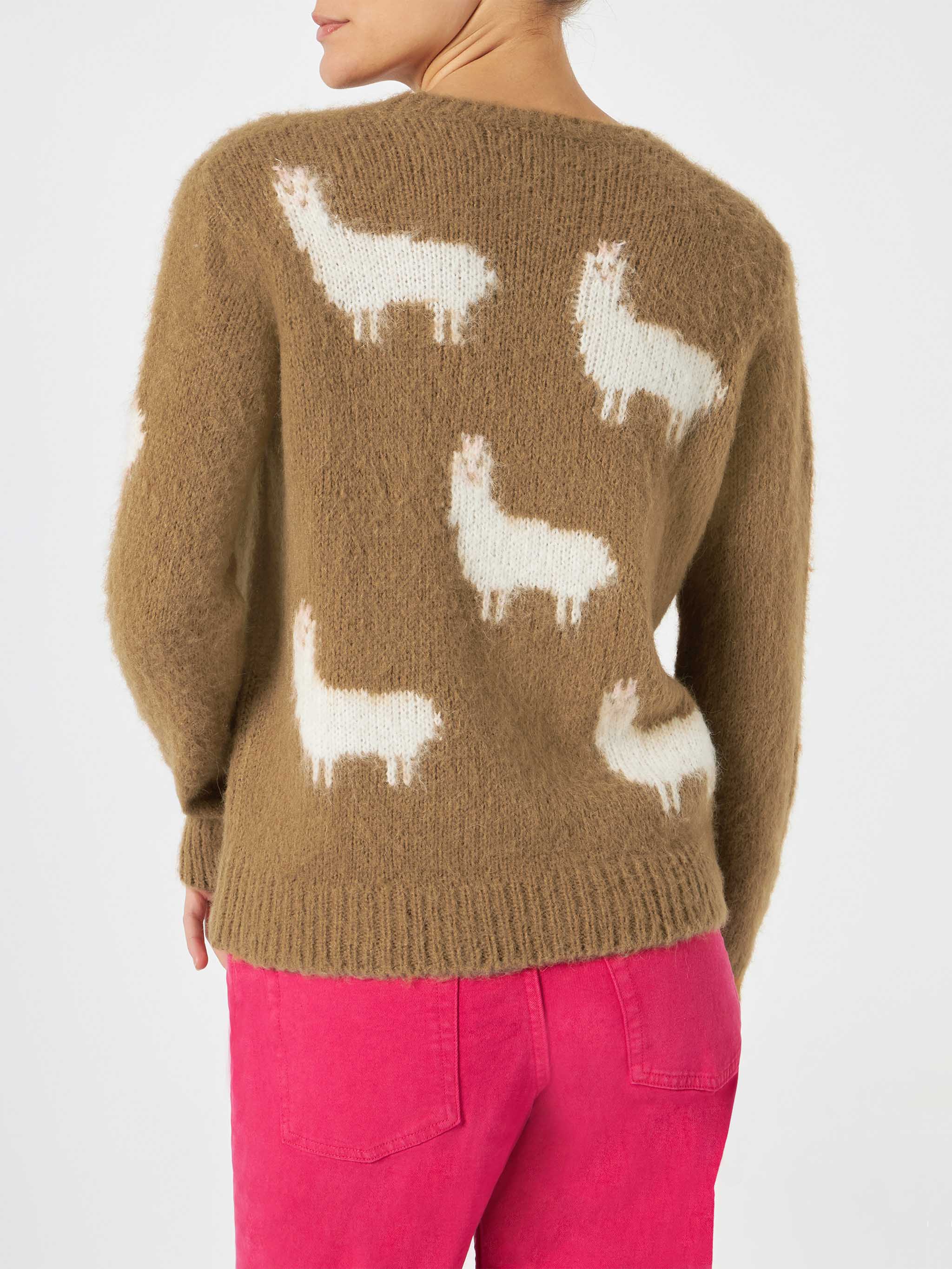 Maglione da donna garzato con Alpaca e ricamo Alpaca is cool