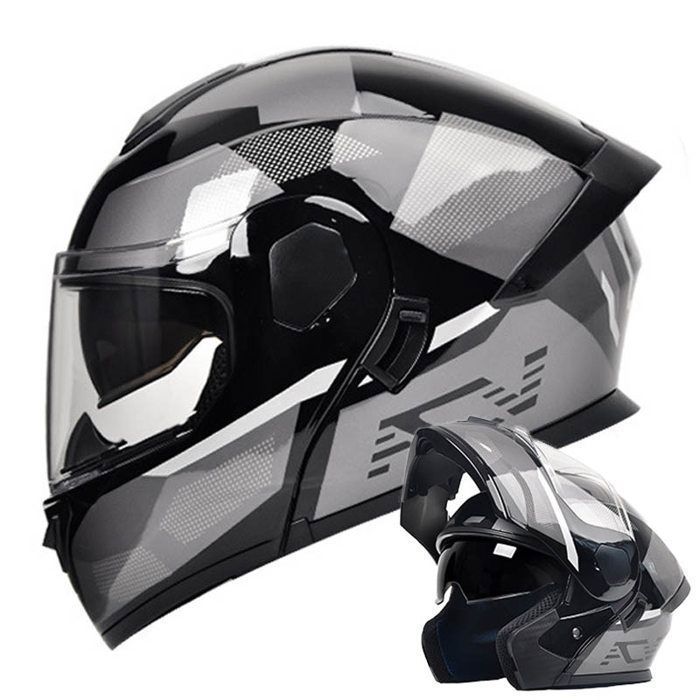 Casco modular de moto para hombre y mujer, apto para todas las estaciones, casco de seguridad - rojo