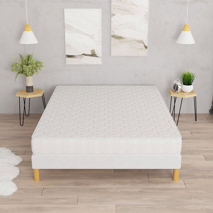 COMFORT+ bed base + mattress 140x200 cm, height 17 cm, polyurethane foam, balanced comfort, 4 legs included.