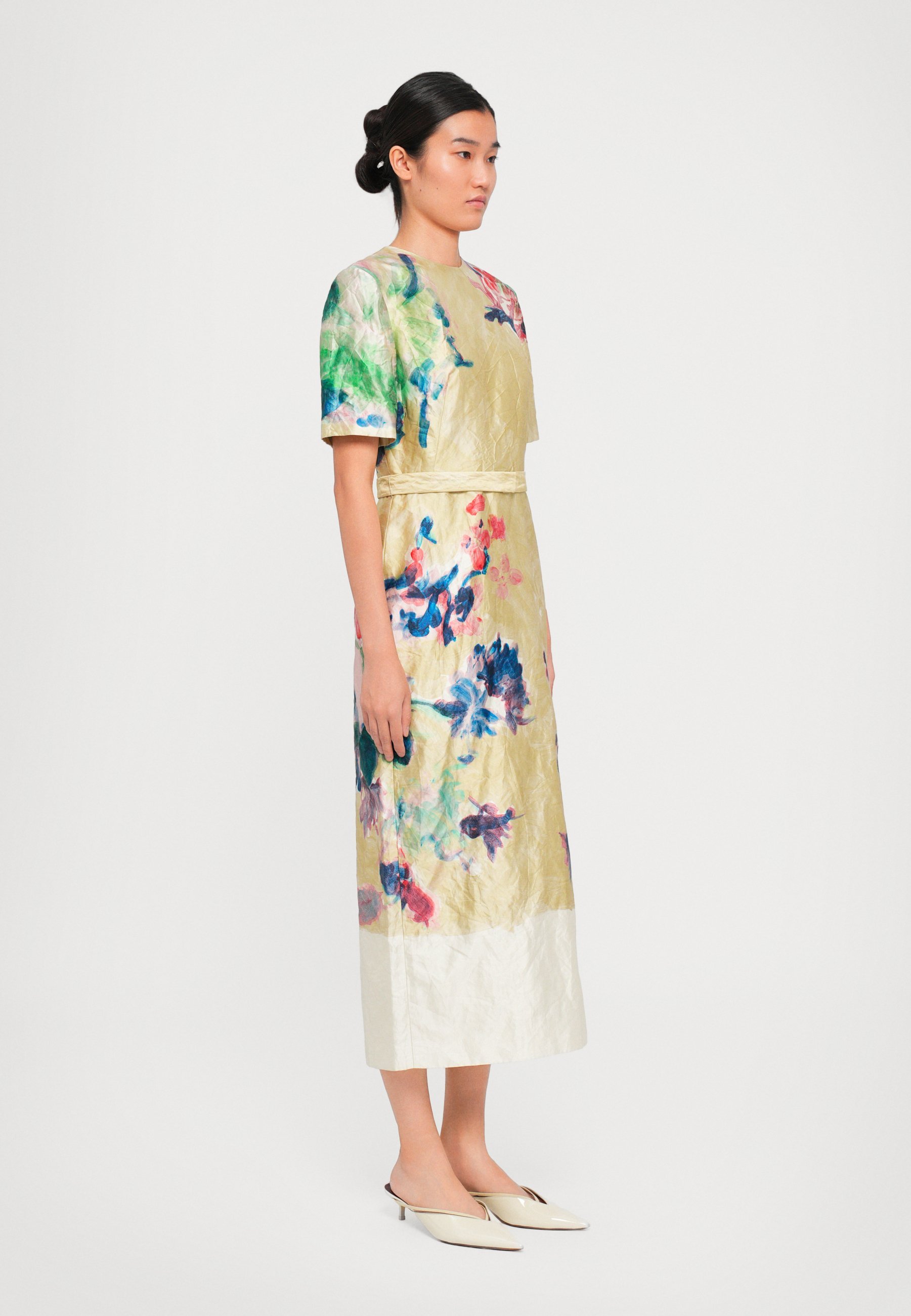 Erdem MIDI-JURK MET KORTE MOUWEN - Dagjurk - geel