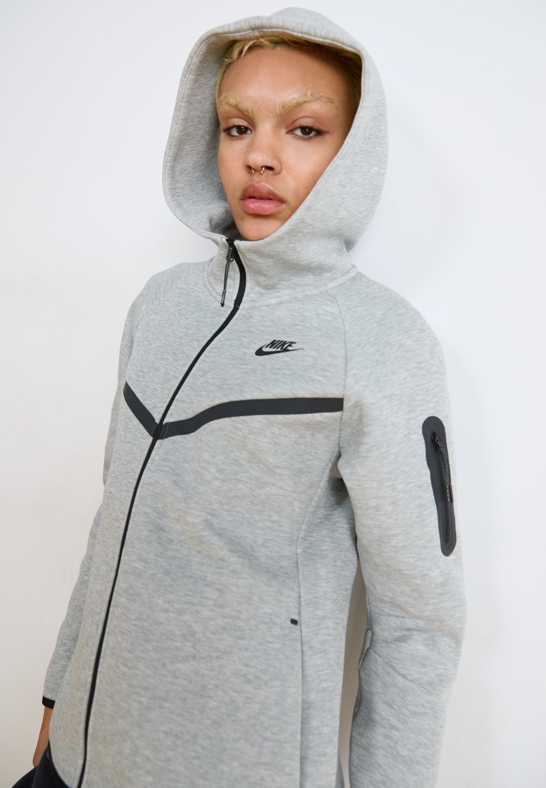 Nike Sportswear SPORTSWEAR TECH FLEECE WINDRUNNER - Sweatshirt met rits - donkergrijs gemêleerd/zwart