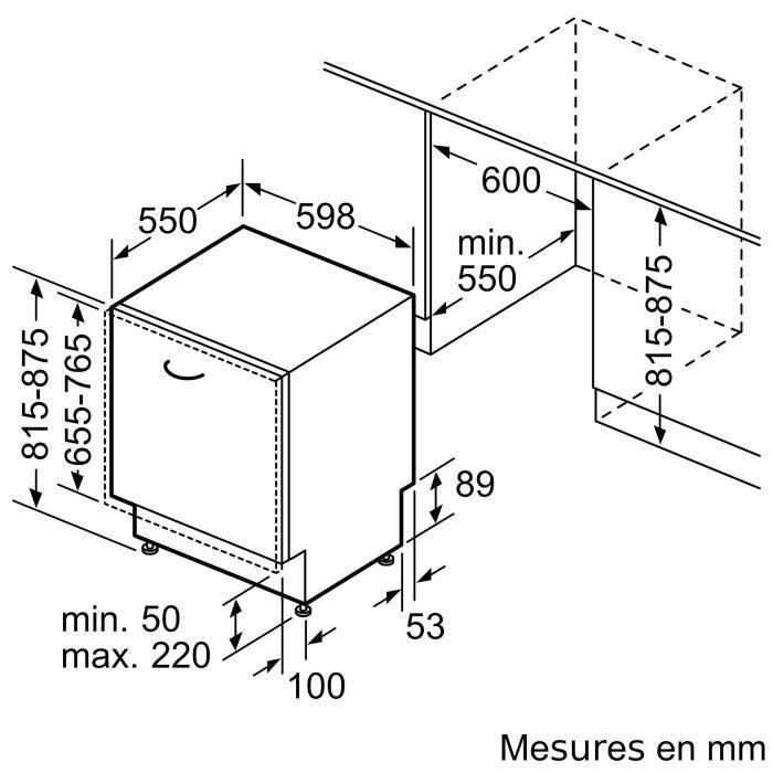 Lave-vaisselle tout encastrable BOSCH SMH6YCX02E SER6 - 14 couverts - 44 dB - Classe A - porte à glissières - tiroir à couverts