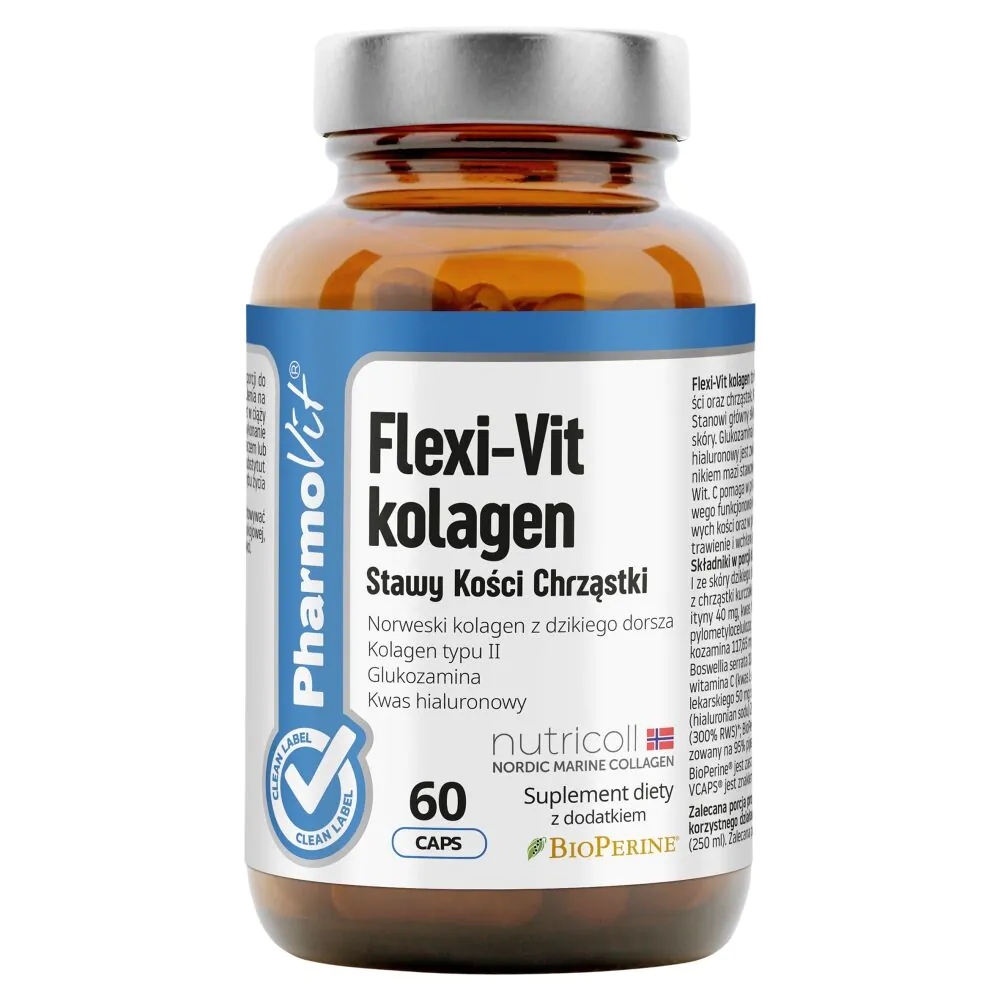 PharmoVit Clean Label Flexi-Vit Kolagen Stawy kości chrząstki Kapsułki
